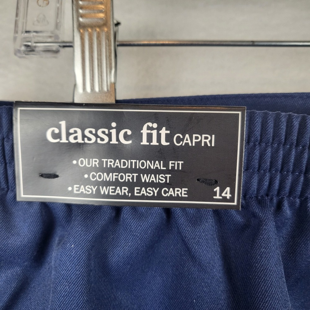 Alfred Dunner Classic Fit New‎ Capri Navy Pants Comfort Waist Easy Wear Size 14 - Picture 7 of 8